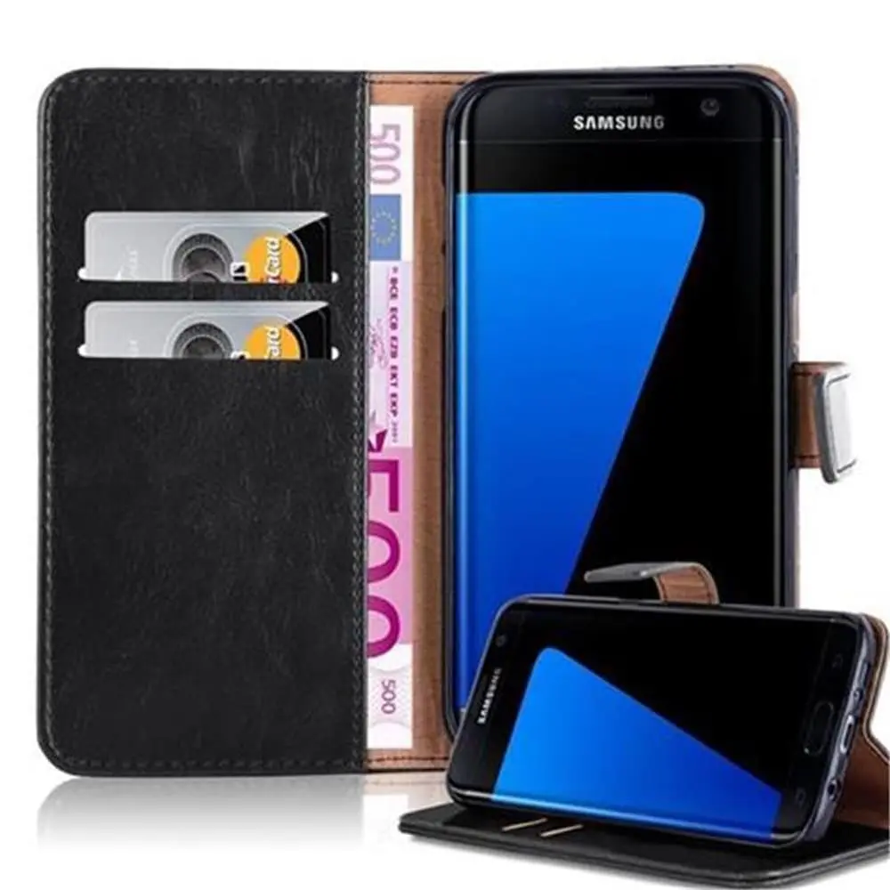 Deksel til Samsung Galaxy S7 EDGE Lommebokdeksel med magnetisk lukking, stativfunksjon og kortlomme