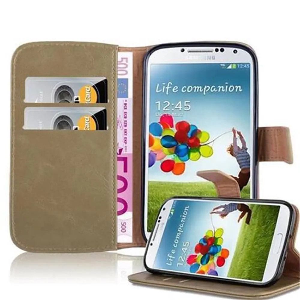 Deksel til Samsung Galaxy S4 Lommebokdeksel med magnetisk lukking, stativfunksjon og kortlomme