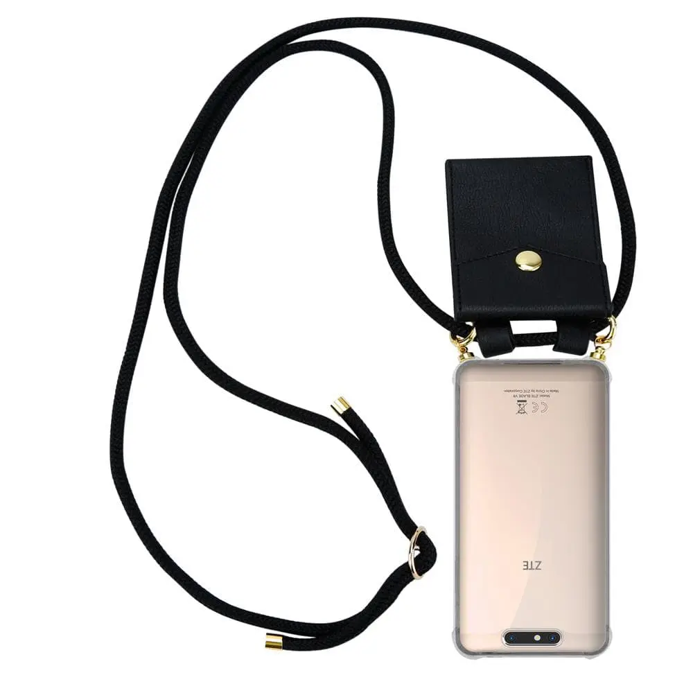 Deksel med kedja for ZTE Blade V8 Case med gullringer, ledningsstropp og avtakbart etui