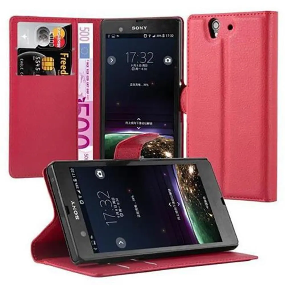 Deksel til Sony Xperia Z Lommebokdeksel med magnetisk lukking, stativfunksjon og kortlomme