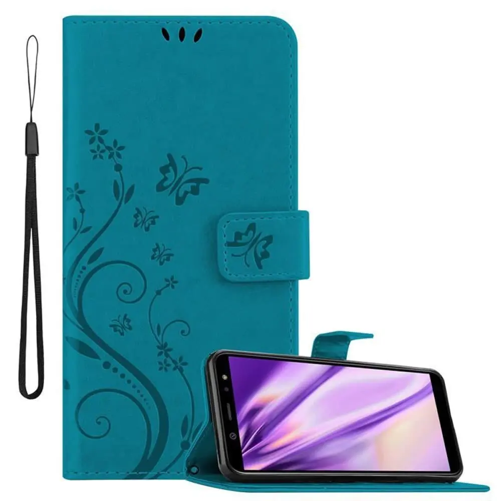 Deksel til Samsung Galaxy A6 2018 Lommebokdeksel i blomster design med magnetisk lukking, stativfunksjon og kortplasser