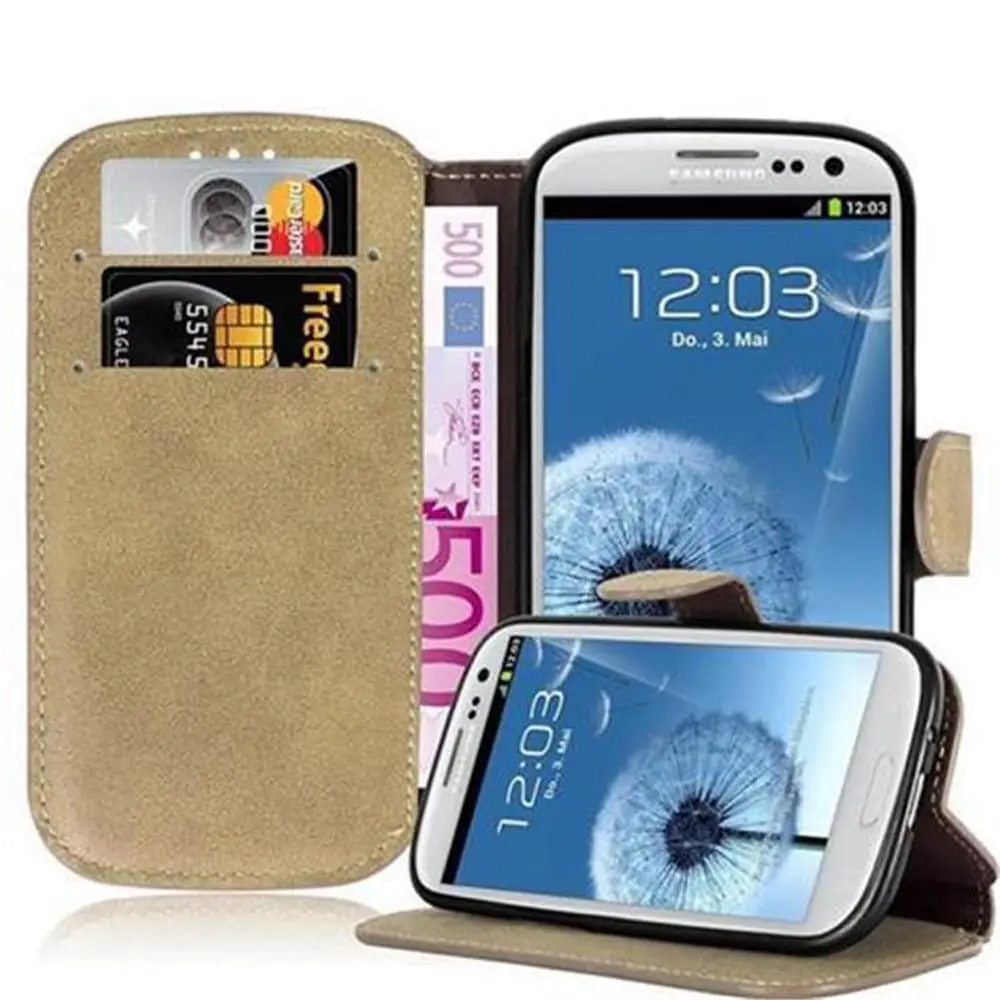 Lommebokdeksel til Samsung Galaxy S3 / S3 NEO Beskyttelsesetui med stativfunksjon og kortspor i retrodesign