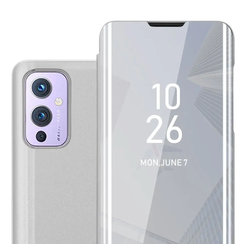 Etui for OnePlus 9 Deksel Clear View Mirror Beskyttelsesetui med stativfunksjon 360 graders beskyttelse