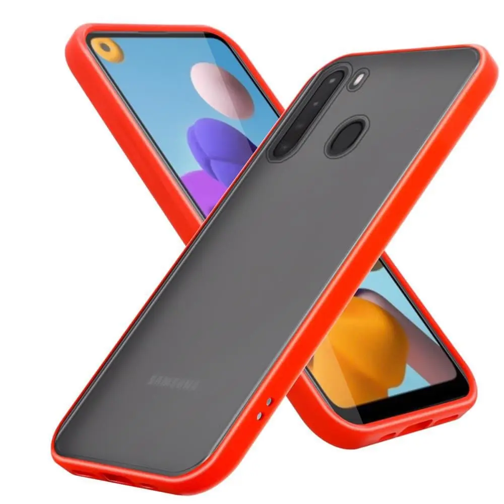 Deksel for Samsung Galaxy A21 med TPU-silikon på innsiden og matt plast på baksiden