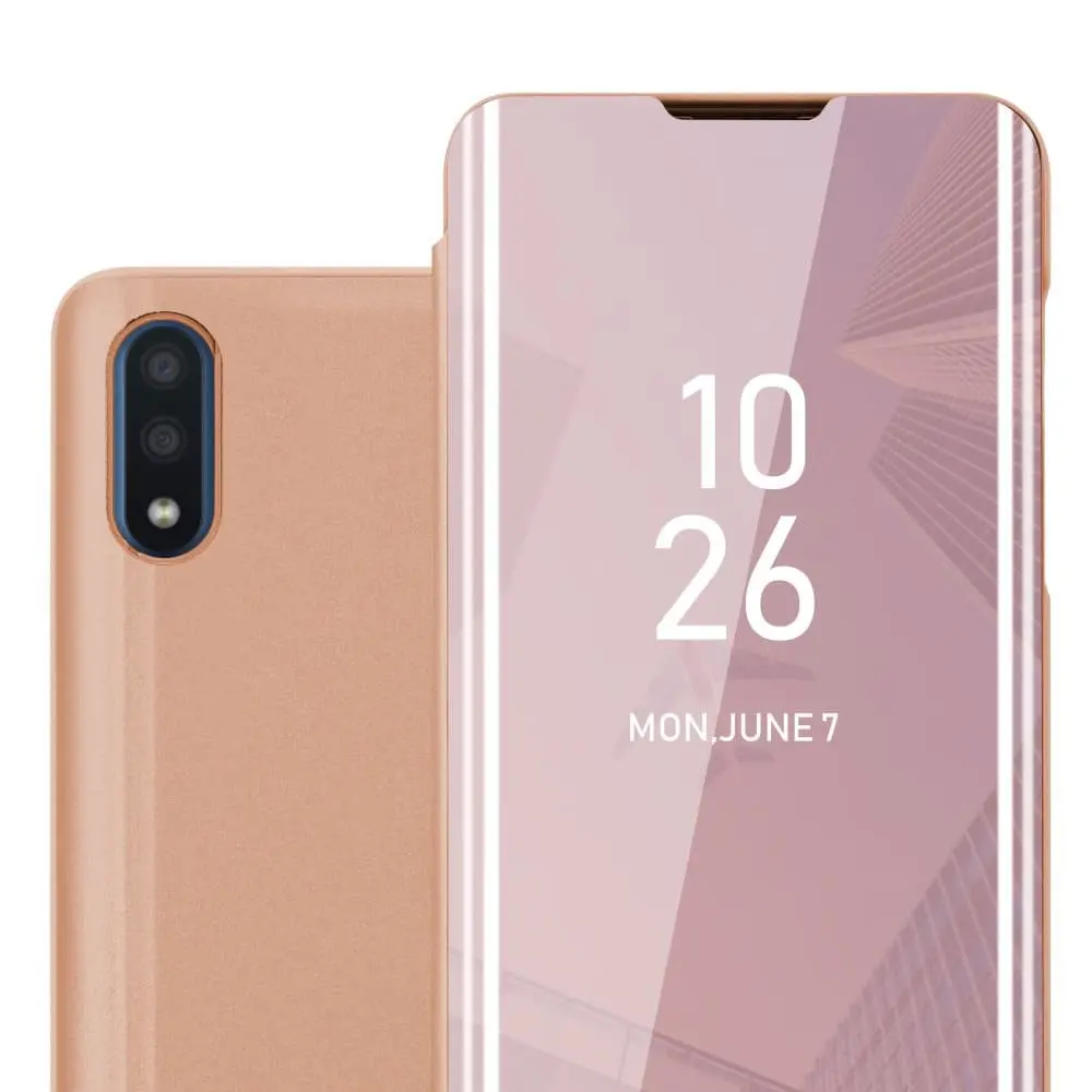 Etui for Samsung Galaxy A01 Deksel Clear View Mirror Beskyttelsesetui med stativfunksjon 360 graders beskyttelse