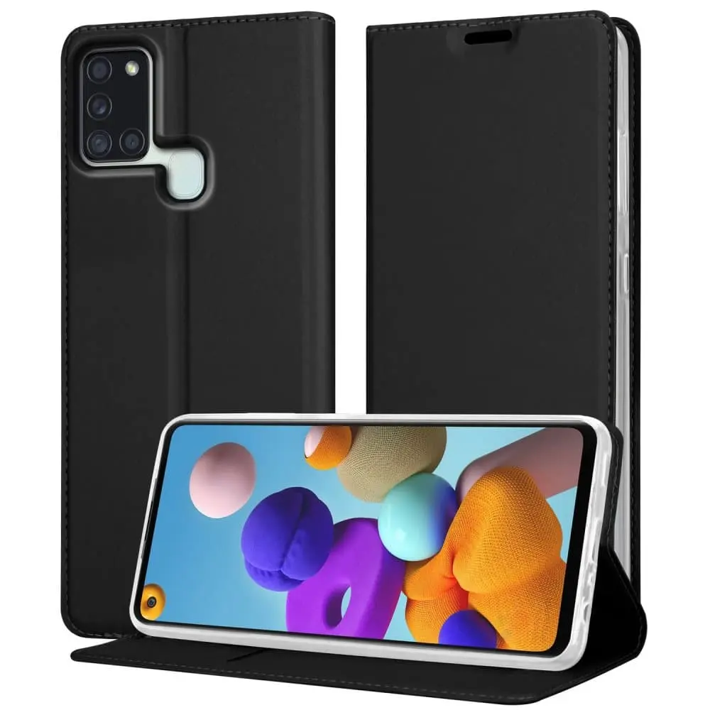Deksel til Samsung Galaxy A21s Lommebokdeksel med magnetisk lukking, stativfunksjon og kortlomme