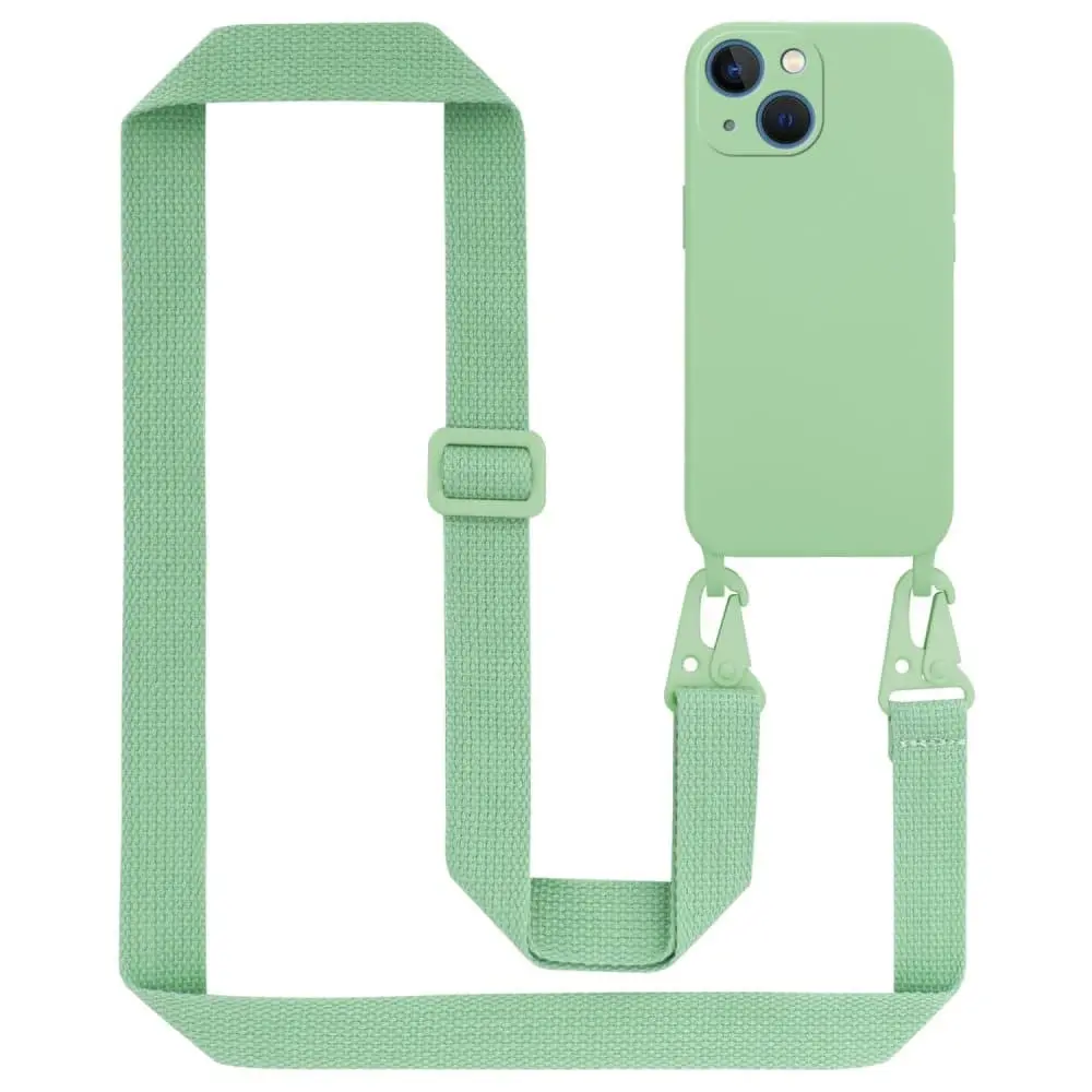 Deksel med Kedja for iPhone 13 MINI Silikonbeskyttelsesetui med lengdejusterbar ledningsstropp