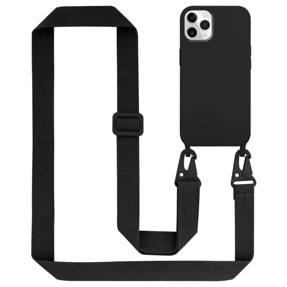 Deksel med Kedja for iPhone 11 PRO MAX Silikonbeskyttelsesetui med lengdejusterbar ledningsstropp