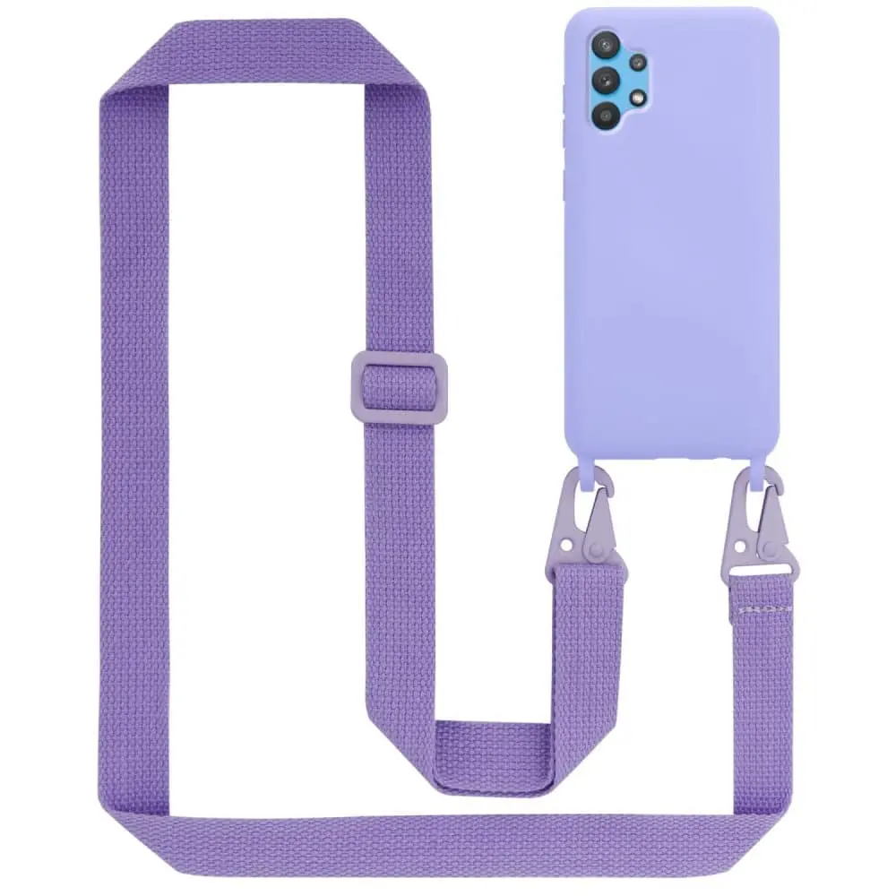 Deksel med Kedja for Samsung Galaxy A32 5G Silikonbeskyttelsesetui med lengdejusterbar ledningsstropp