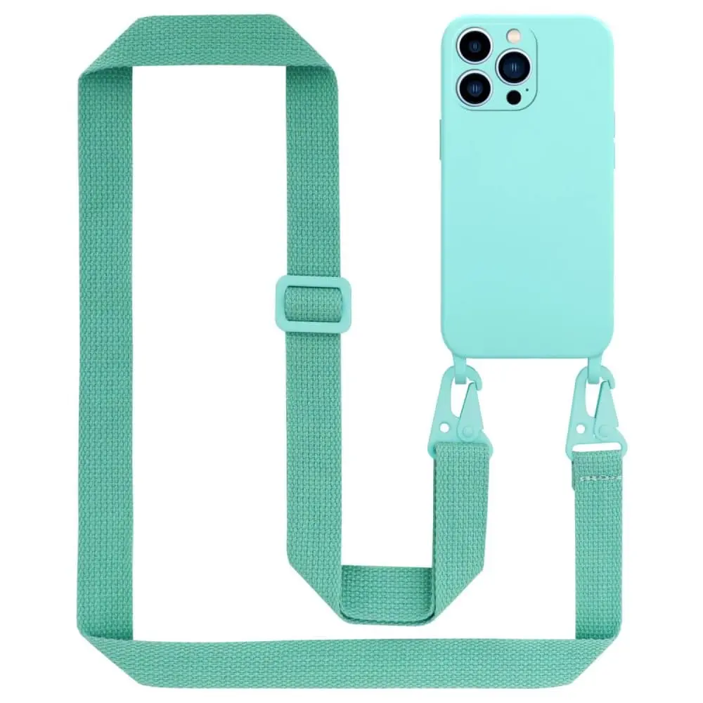 Deksel med Kedja for iPhone 13 PRO MAX Silikonbeskyttelsesetui med lengdejusterbar ledningsstropp