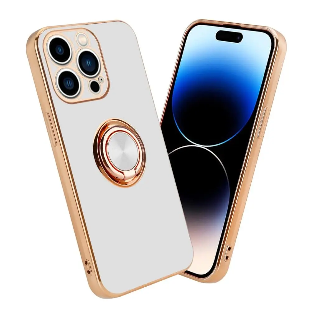 Deksel til iPhone 14 PRO MAX med ring Etui av fleksibel TPU-silikon, med kamerabeskyttelse magnetisk bilholder