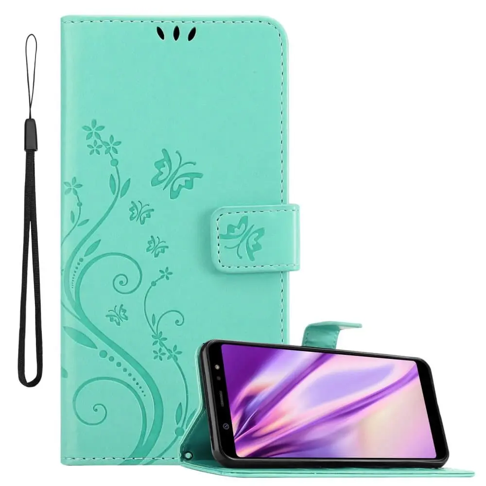 Deksel til Samsung Galaxy A6 PLUS 2018 Lommebokdeksel i blomster design med magnetisk lukking, stativfunksjon og kortplasser