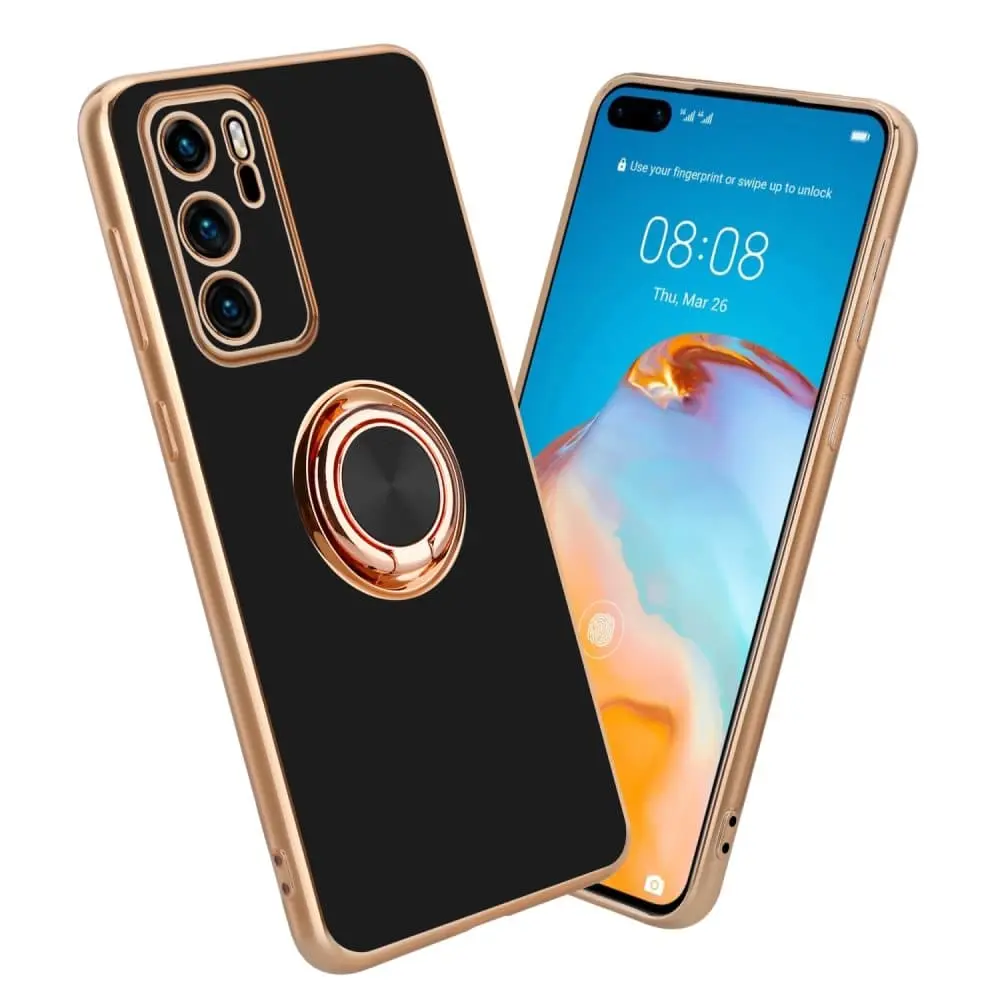 Deksel til Huawei P40 med ring Etui av fleksibel TPU-silikon, med kamerabeskyttelse magnetisk bilholder