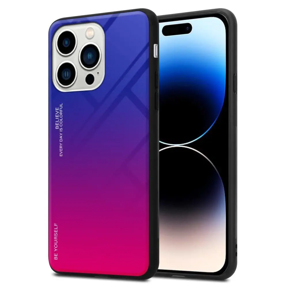 Deksel til iPhone 14 PRO MAX Silikondeksel av TPU-silikon og bakside av herdet glass