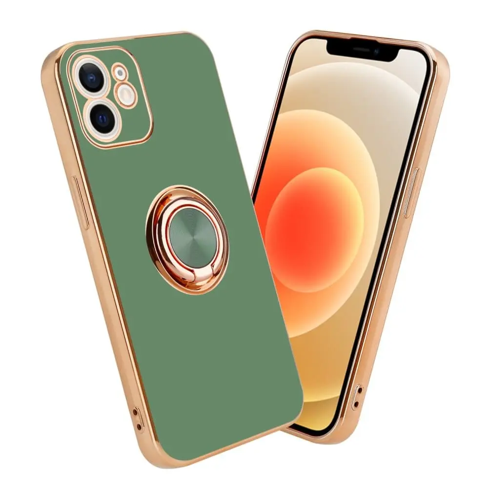 Deksel til iPhone 11 med ring Etui av fleksibel TPU-silikon, med kamerabeskyttelse magnetisk bilholder