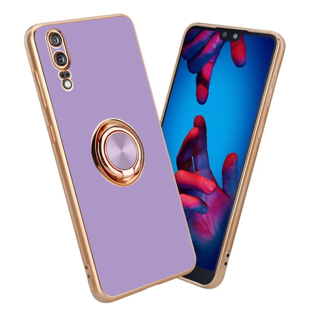 Deksel til Huawei P20 med ring Etui av fleksibel TPU-silikon, med kamerabeskyttelse magnetisk bilholder