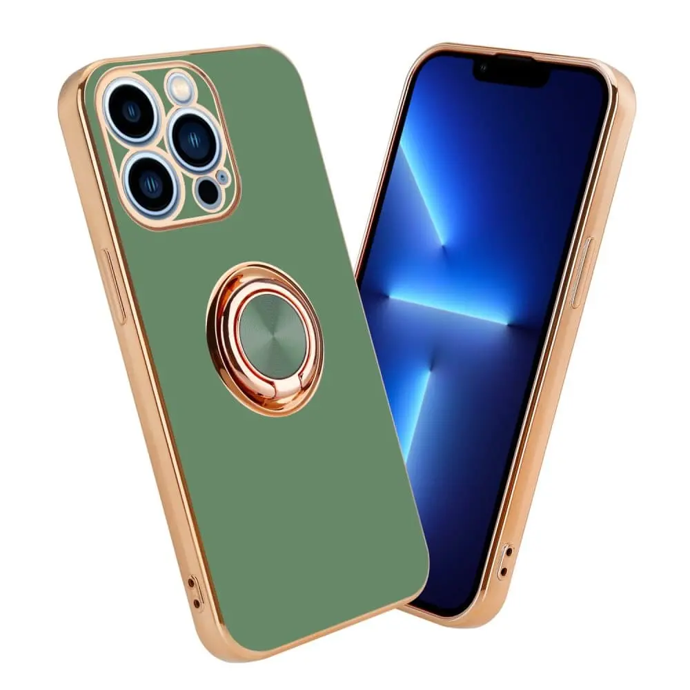 Deksel til iPhone 13 PRO med ring Etui av fleksibel TPU-silikon, med kamerabeskyttelse magnetisk bilholder