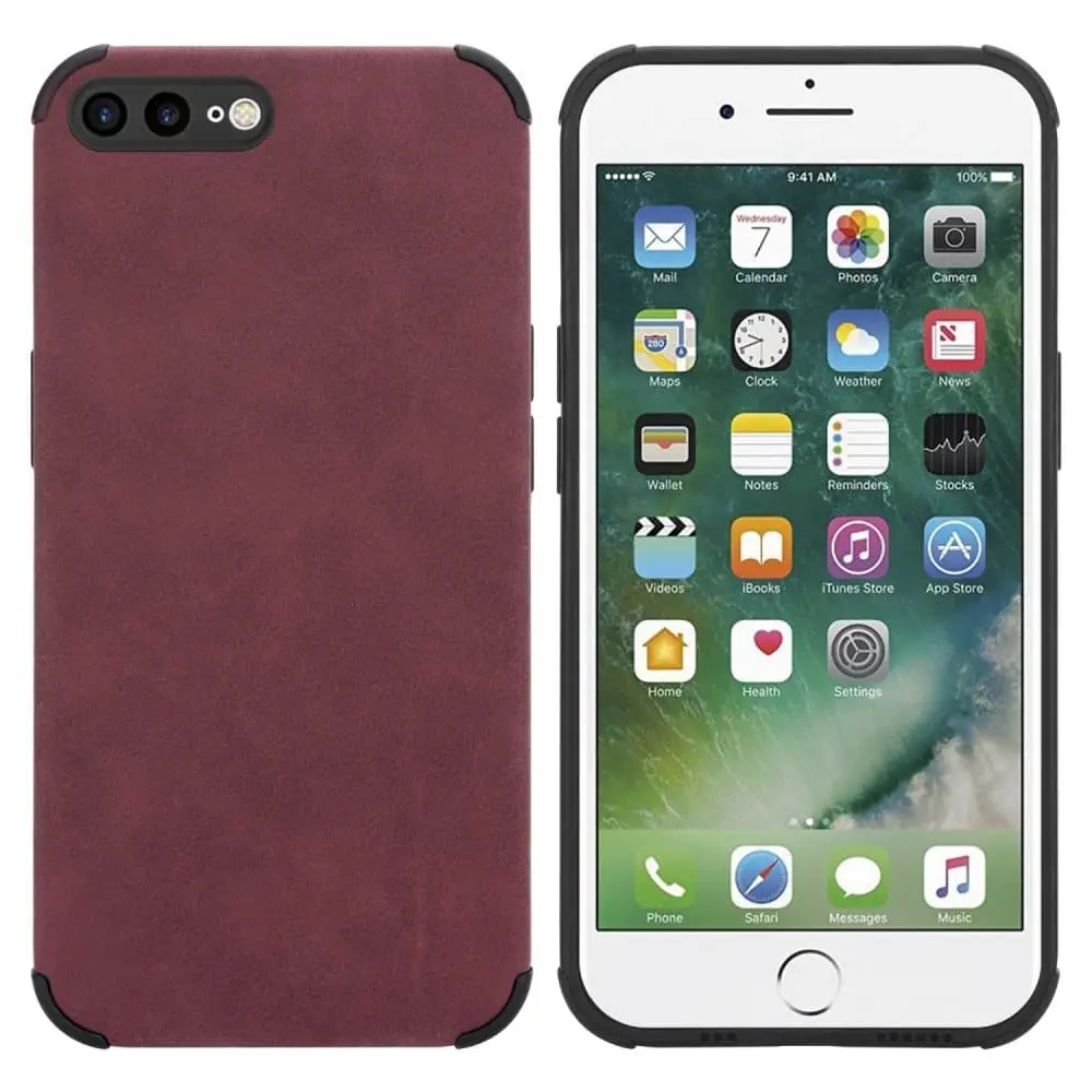 Deksel til iPhone 7 PLUS / 7S PLUS / 8 PLUS Beskyttelsesdeksel TPU-silikon med bakside av edelt kunstmuggskinn
