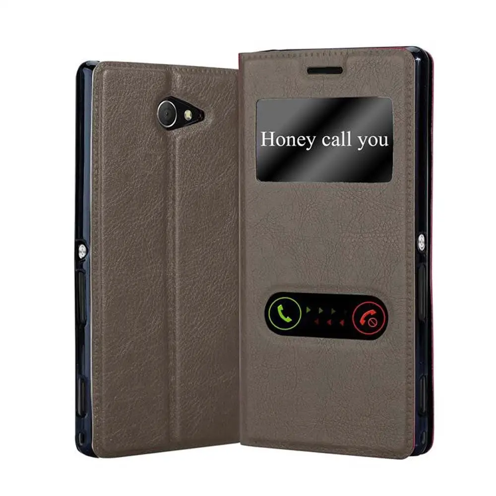 Deksel til Sony Xperia M2 / M2 AQUA Lommebokdeksel med magnetisk lukking, stativfunksjon og 2 visningsvinduer
