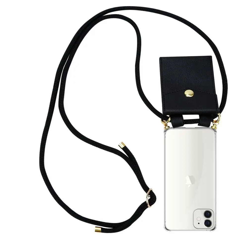 Deksel med kedja for iPhone 12 MINI Case med gullringer, ledningsstropp og avtakbart etui
