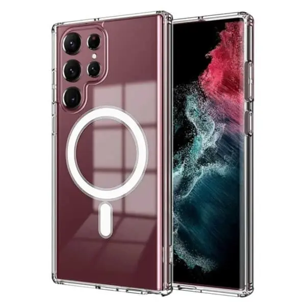 Galaxy S23 Ultra Magnetisk Mobildeksel Magsafe Kompatibelt Gjennomsiktig