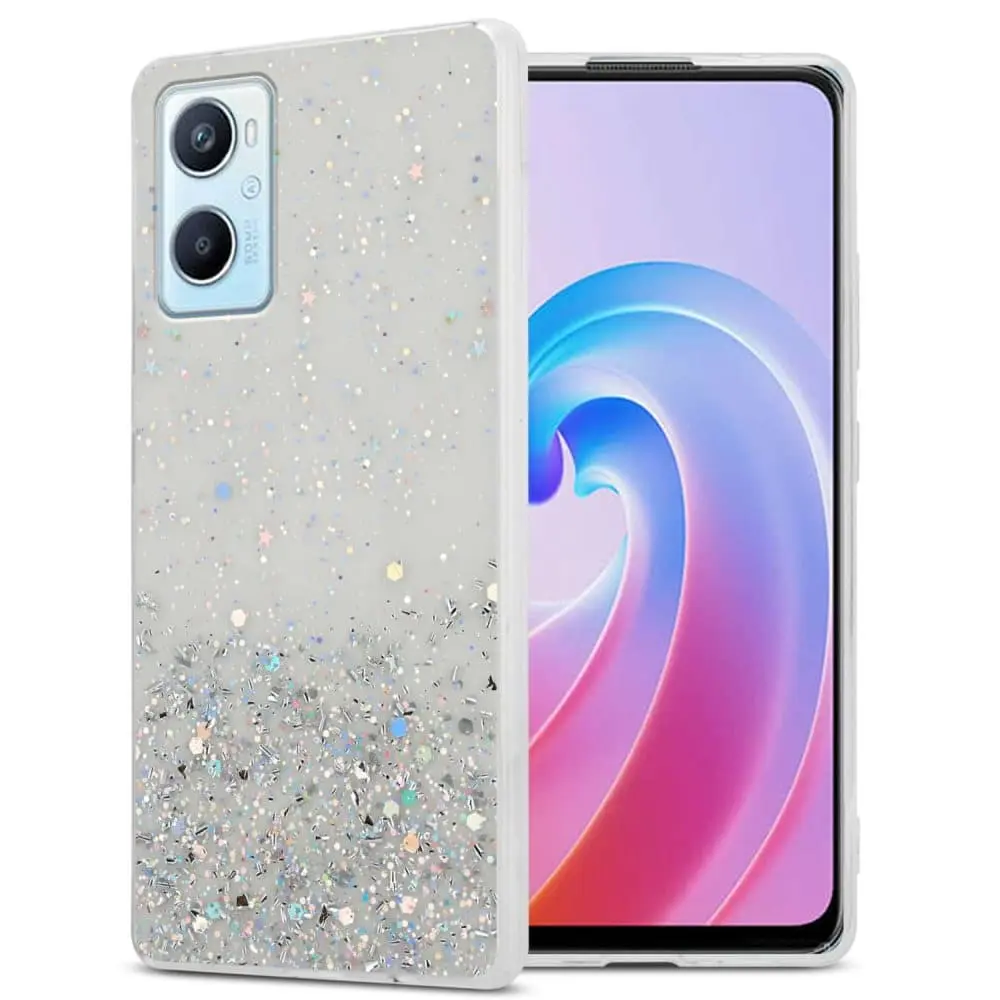 Deksel kompatibel med Oppo A36 / A76 / A96 4G / K10 4G / Realme 9i med glitrende glitter
