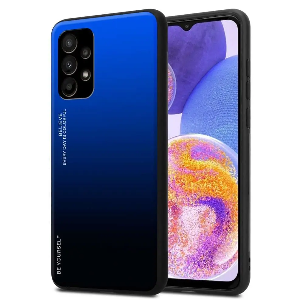 Deksel kompatibel med Samsung Galaxy A23 4G / 5G Silikondeksel av TPU-silikon og bakside av herdet glass