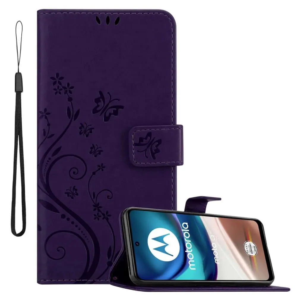 Deksel kompatibel med Motorola MOTO G42 Lommebokdeksel i blomster design med magnetisk lukking, stativfunksjon og kortplasser