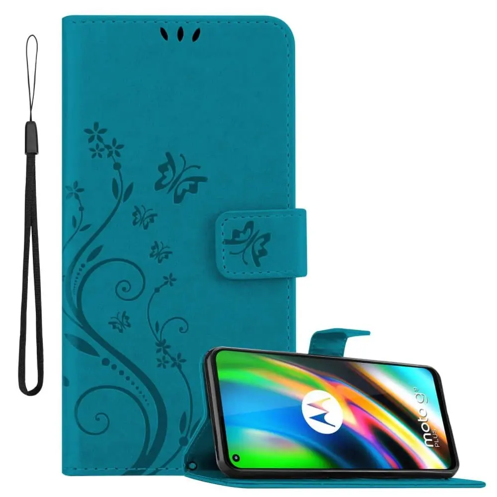 Deksel kompatibel med Motorola MOTO G9 PLUS Lommebokdeksel i blomster design med magnetisk lukking, stativfunksjon og kortplasser