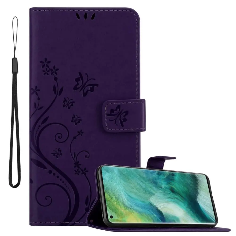 Deksel kompatibel med Oppo FIND X2 Lommebokdeksel i blomster design med magnetisk lukking, stativfunksjon og kortplasser