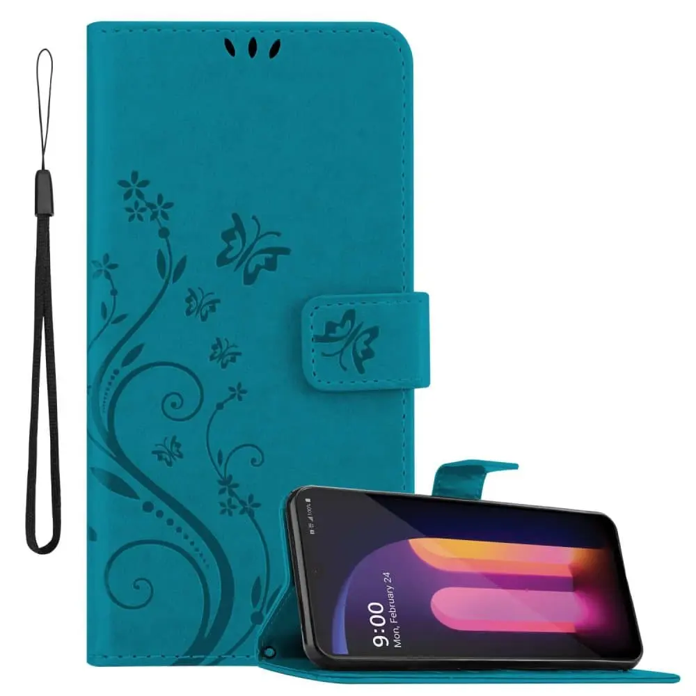 Deksel kompatibel med LG V60 ThinQ Lommebokdeksel i blomster design med magnetisk lukking, stativfunksjon og kortplasser