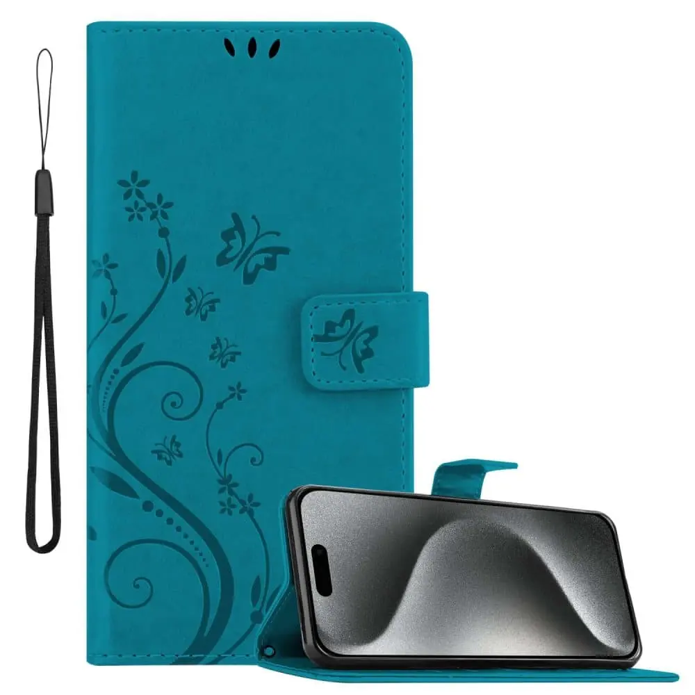 Deksel kompatibel med iPhone 15 PRO MAX Lommebokdeksel i blomster design med magnetisk lukking, stativfunksjon og kortplasser