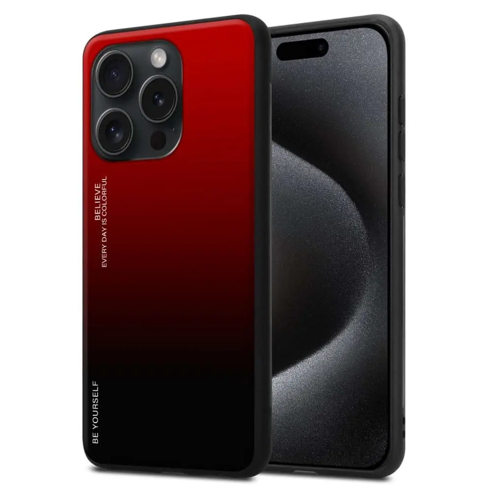 Deksel kompatibel med iPhone 15 PRO Silikondeksel av TPU-silikon og bakside av herdet glass