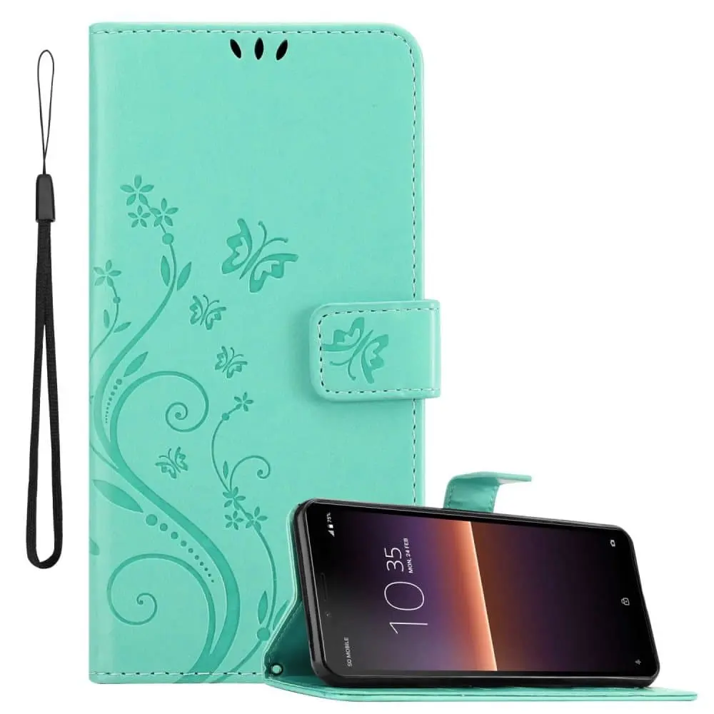 Deksel kompatibel med Sony Xperia 10 II Lommebokdeksel i blomster design med magnetisk lukking, stativfunksjon og kortplasser