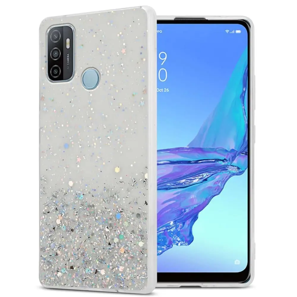 Deksel kompatibel med Oppo A53 med glitrende glitter