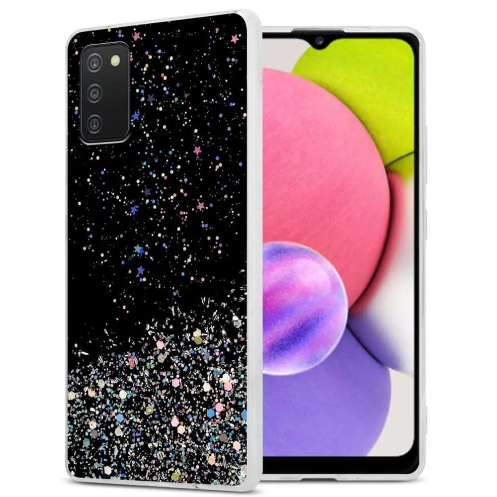 Deksel kompatibel med Samsung Galaxy A03s med glitrende glitter