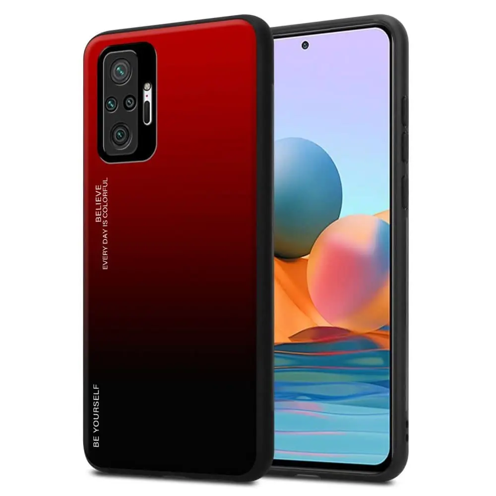 Deksel kompatibel med Xiaomi RedMi NOTE 10 PRO Silikondeksel av TPU-silikon og bakside av herdet glass