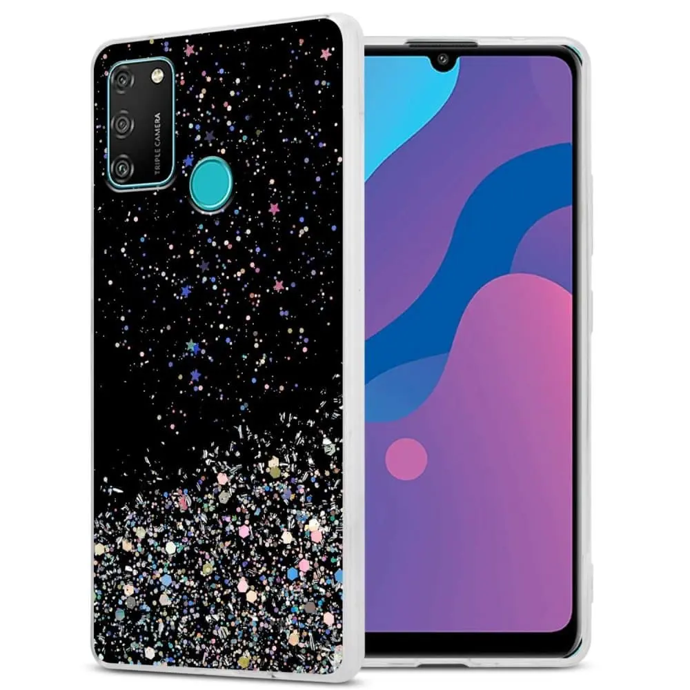 Deksel kompatibel med Honor 9A med glitrende glitter