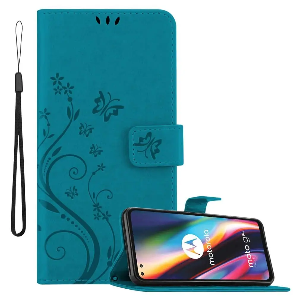 Deksel kompatibel med Motorola MOTO G 5G PLUS Lommebokdeksel i blomster design med magnetisk lukking, stativfunksjon og kortplasser