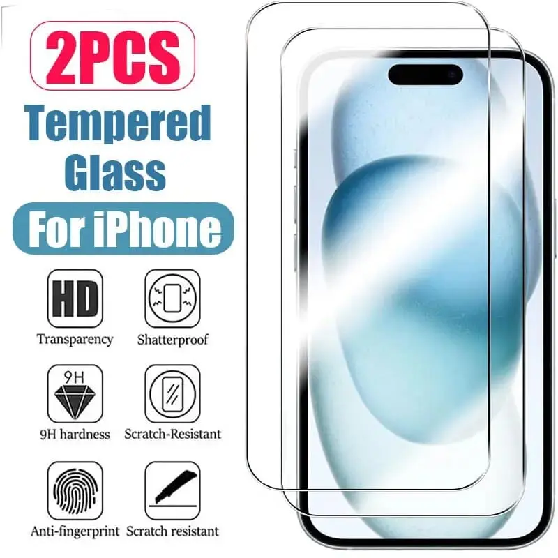 2-pack iPhone 15 Pro Max Screen Protector HD herdet glass