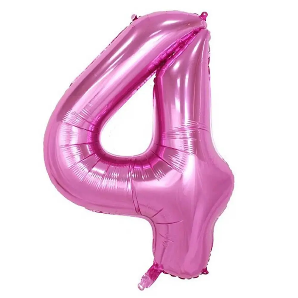 Enorm 102 cm siffer ballong rosa metallnummer 4 ballong