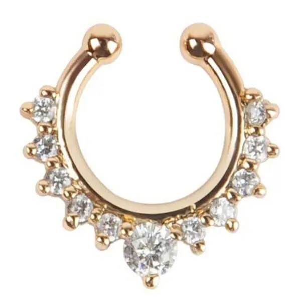 Falske septum naspiercing nese ring uten hull gull