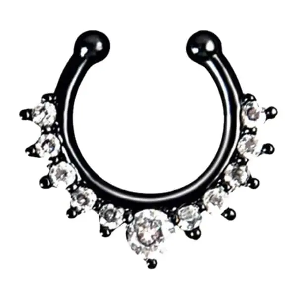 Falske septum naspiercing nese ring uten hull svart