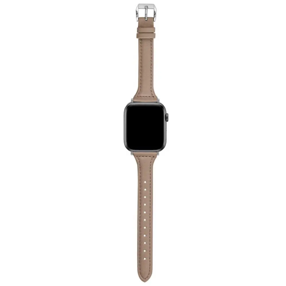 Lærarmbånd Apple Watch 42/44/45 1/2/3/4/5/6/7/Se Smalt Brown