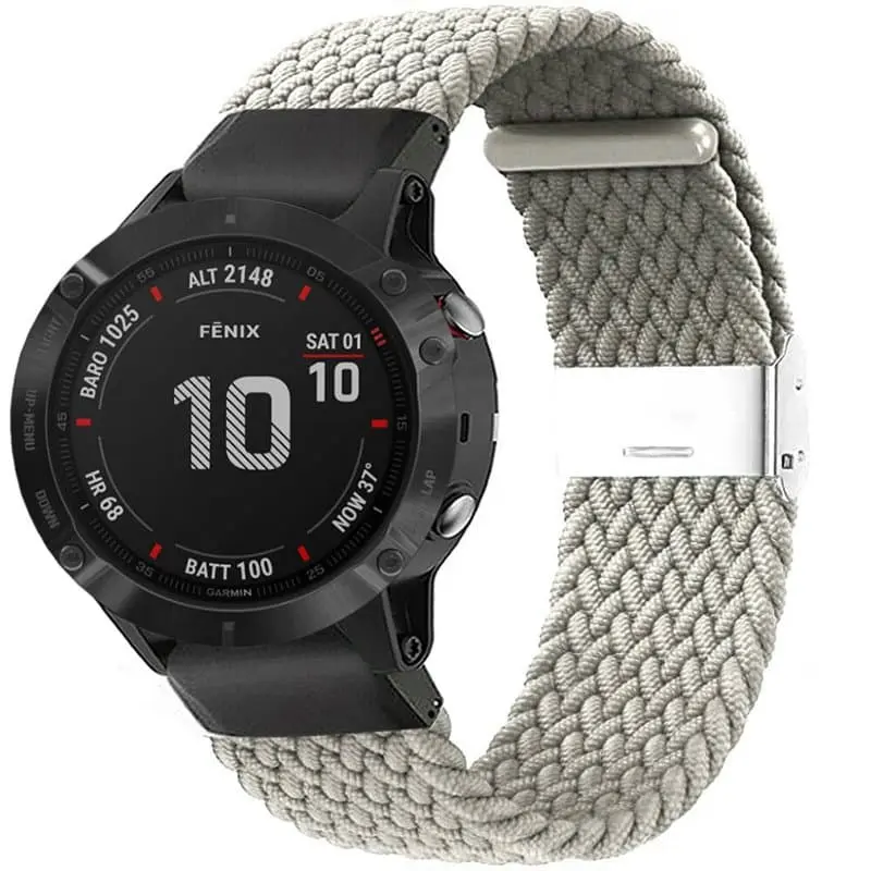Flettet elastisk armbånd Garmin Fenix 6X - stone