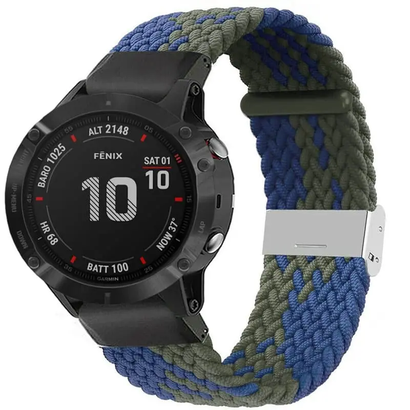 Flettet elastisk armbånd Garmin Fenix 6X - blågrønn