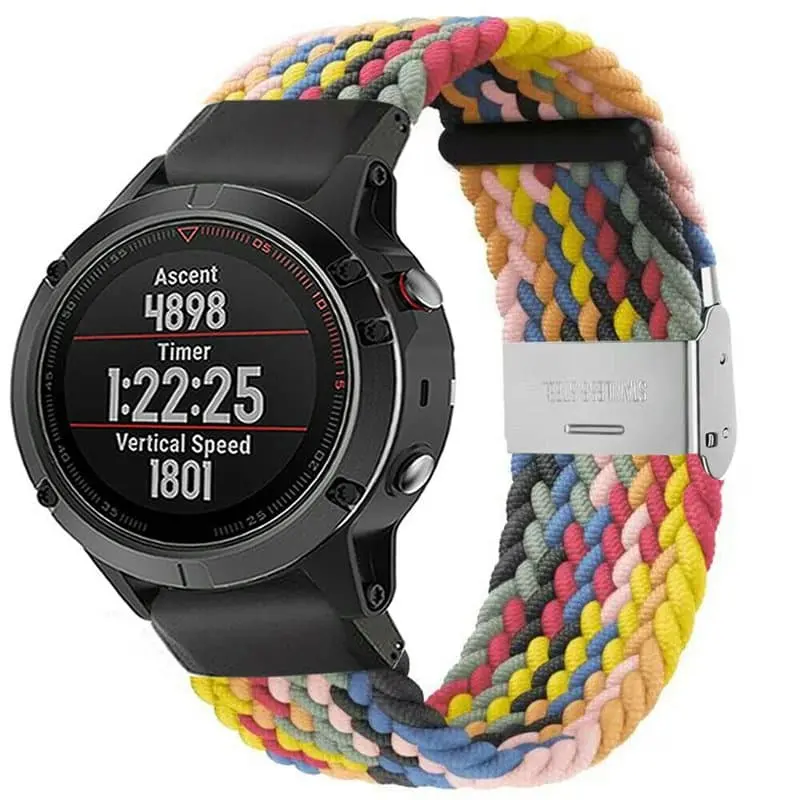 Flettet elastisk armbånd Garmin Fenix 5 - rainbow