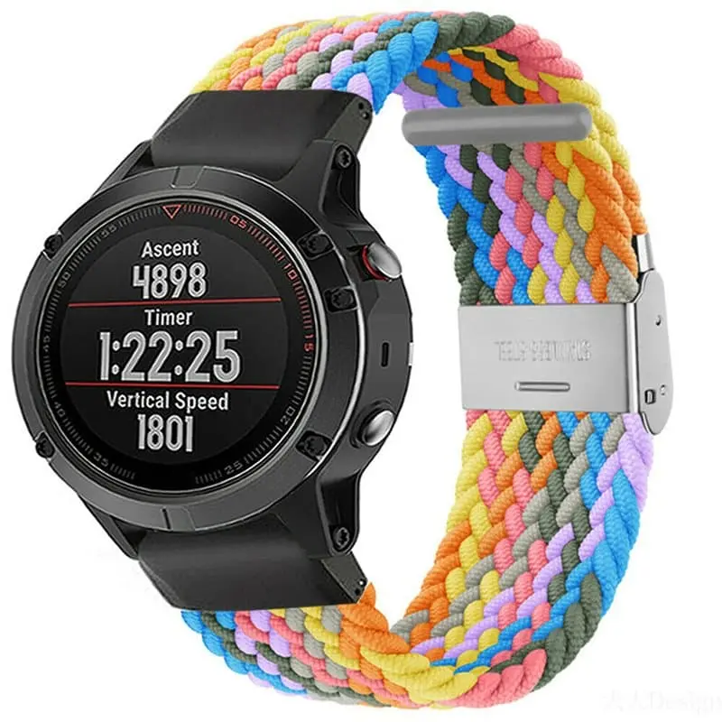 Flettet elastisk armbånd Garmin Fenix 5 - lightrainbow