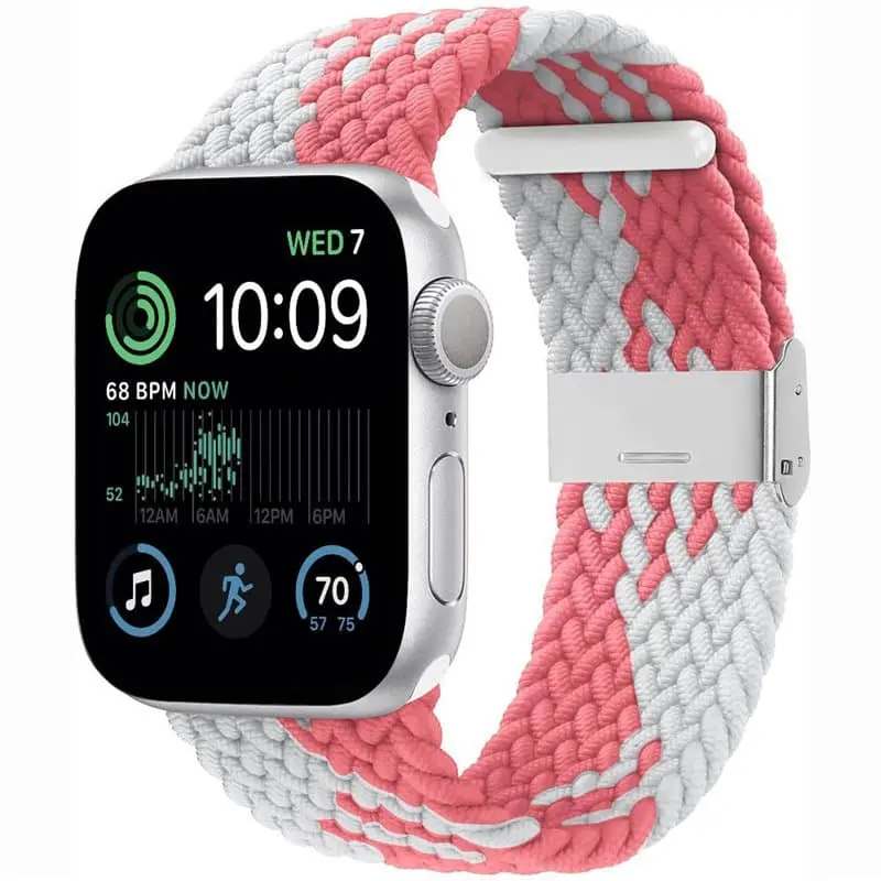 Flettet elastisk armbånd Apple Watch SE 2022 44mm - pinkwhite