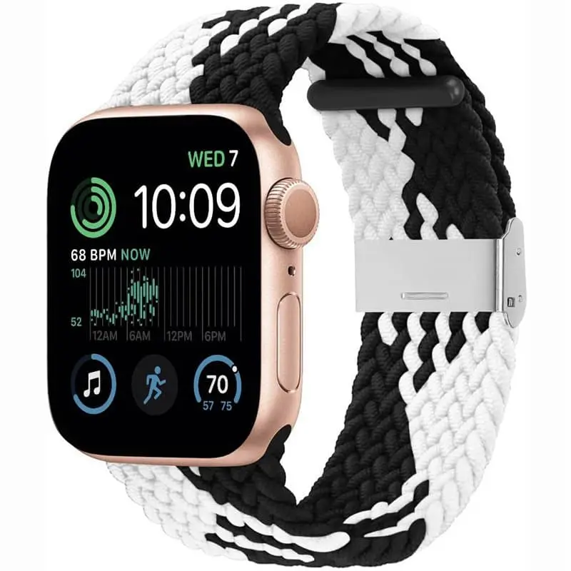 Flettet elastisk armbånd Apple Watch SE 2022 40mm - svarthvit
